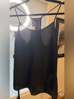 J. Crew Black Top with Pale Lilac Tag String